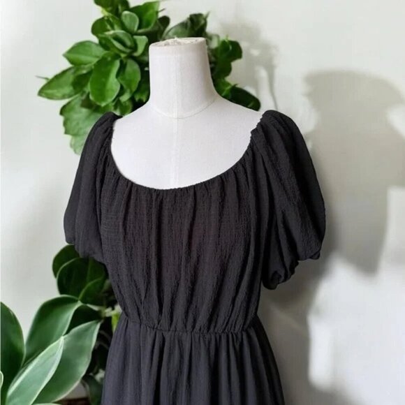 Astr The Label Black Smocked Tiered Midi Dress ( Size M) - Picture 5 of 6